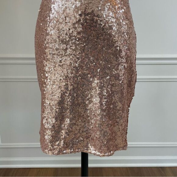 Fashion Nova Rose Gold Copper Sequin BodyCon Mini Dress M - Picture 4 of 7